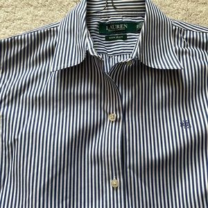 Ralph Lauren button down XS Oxford blue/white stripe in excellent used condition